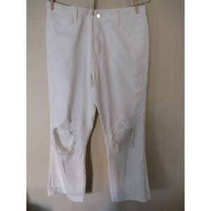 Flying Monkey Black Label Women's White Ripped Crop Jeans Size 31